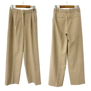 Aritzia Wilfred Effortless High Rise Wide Leg Pant Trousers Heather Oat Beige